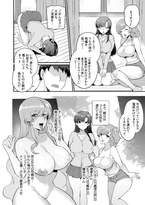 【エロ漫画】ドスケベ姉妹と同居生活！！ 突然の父親の再婚で美少女でエロすぎる義姉妹と1Kで同居することになって我慢の限界・・・（サンプル40枚）