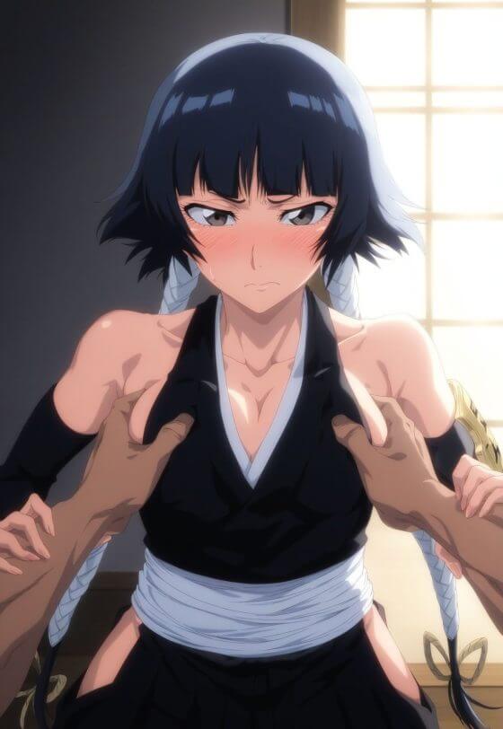 【ブリーチ・エロ画像】砕蜂を強引に孕ませセックス！見下してくる砕蜂隊長に愛の告白して戸惑う彼女の胸を揉みまくる！