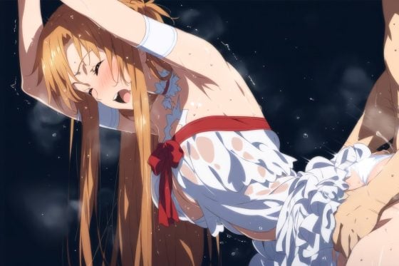 【SAO・エロ画像】強気に抗うアスナがオベイロンのNTRチンポに完全敗北連続アクメをキメられる…！