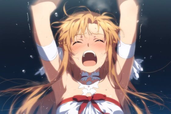 【SAO・エロ画像】強気に抗うアスナがオベイロンのNTRチンポに完全敗北連続アクメをキメられる…！
