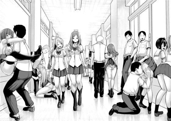 【エロ漫画】常識改変でエロエロ異常空間に変貌した学園!アイドルも風紀委員もお嬢様も男子のオチンポにご奉仕!