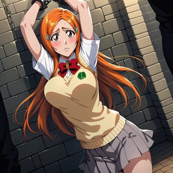 【BLEACH】敗北して囚われた井上織姫…!拘束されたまま変態男達に腋をナメ上げられてゾクゾクさせられちゃう…!