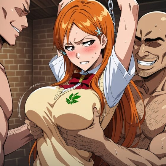 【BLEACH】敗北して囚われた井上織姫…!拘束されたまま変態男達に腋をナメ上げられてゾクゾクさせられちゃう…!