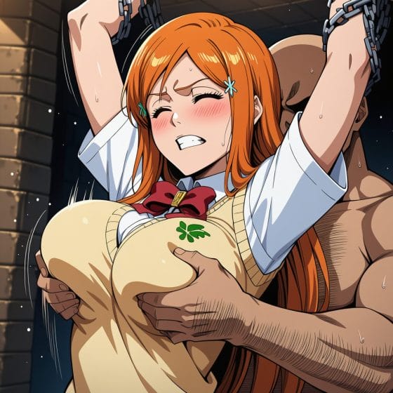 【BLEACH】敗北して囚われた井上織姫…!拘束されたまま変態男達に腋をナメ上げられてゾクゾクさせられちゃう…!