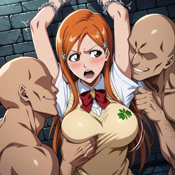 【BLEACH】敗北して囚われた井上織姫…!拘束されたまま変態男達に腋をナメ上げられてゾクゾクさせられちゃう…!