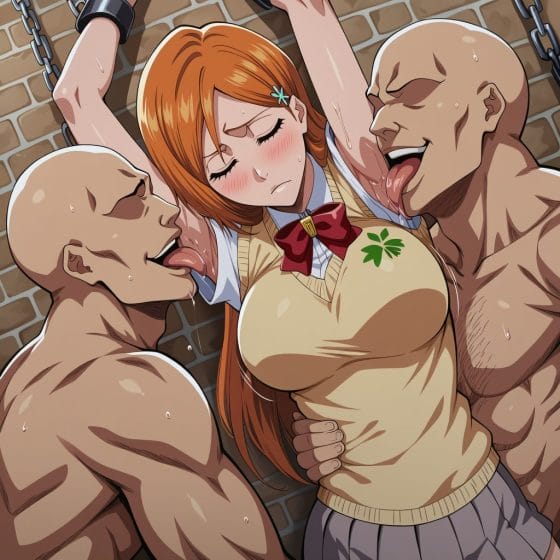 【BLEACH】敗北して囚われた井上織姫…!拘束されたまま変態男達に腋をナメ上げられてゾクゾクさせられちゃう…!